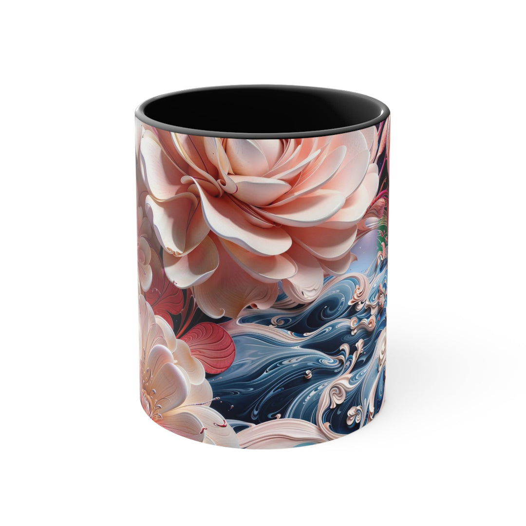 Blossoming Floral Symphony - Accent Coffee Mug - Mug - g(0D·IO) - Black - 11oz -