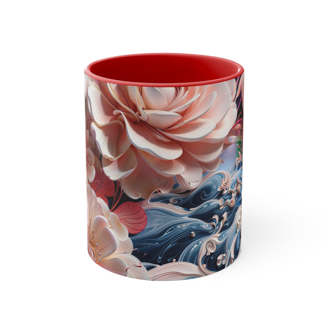 Blossoming Floral Symphony - Accent Coffee Mug - Mug - g(0D·IO) - Red - 11oz -