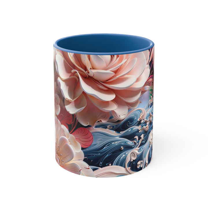 Blossoming Floral Symphony - Accent Coffee Mug - Mug - g(0D·IO) - Blue - 11oz -