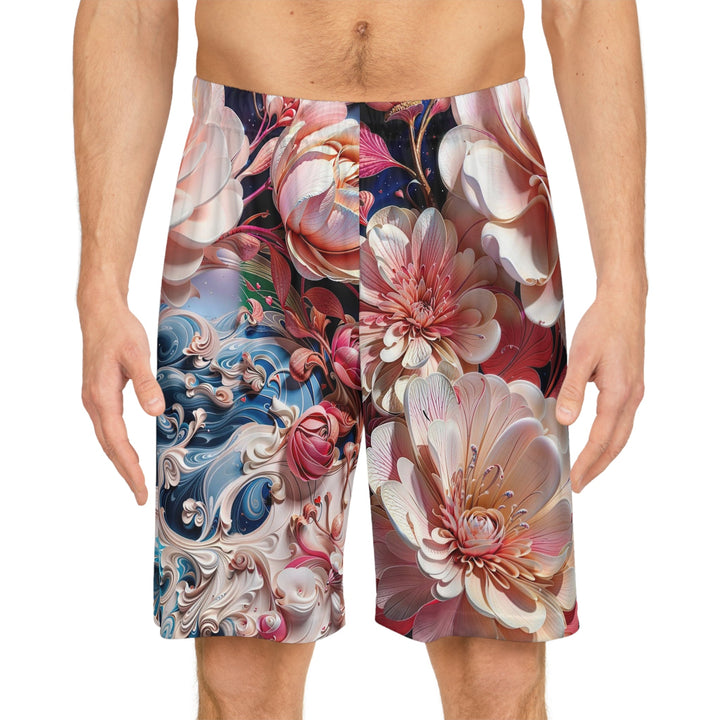 Blossoming Floral Symphony - AOP Basketball Shorts - All Over Prints - g(0D·IO) - Seam thread color automatically matched to design - XS -