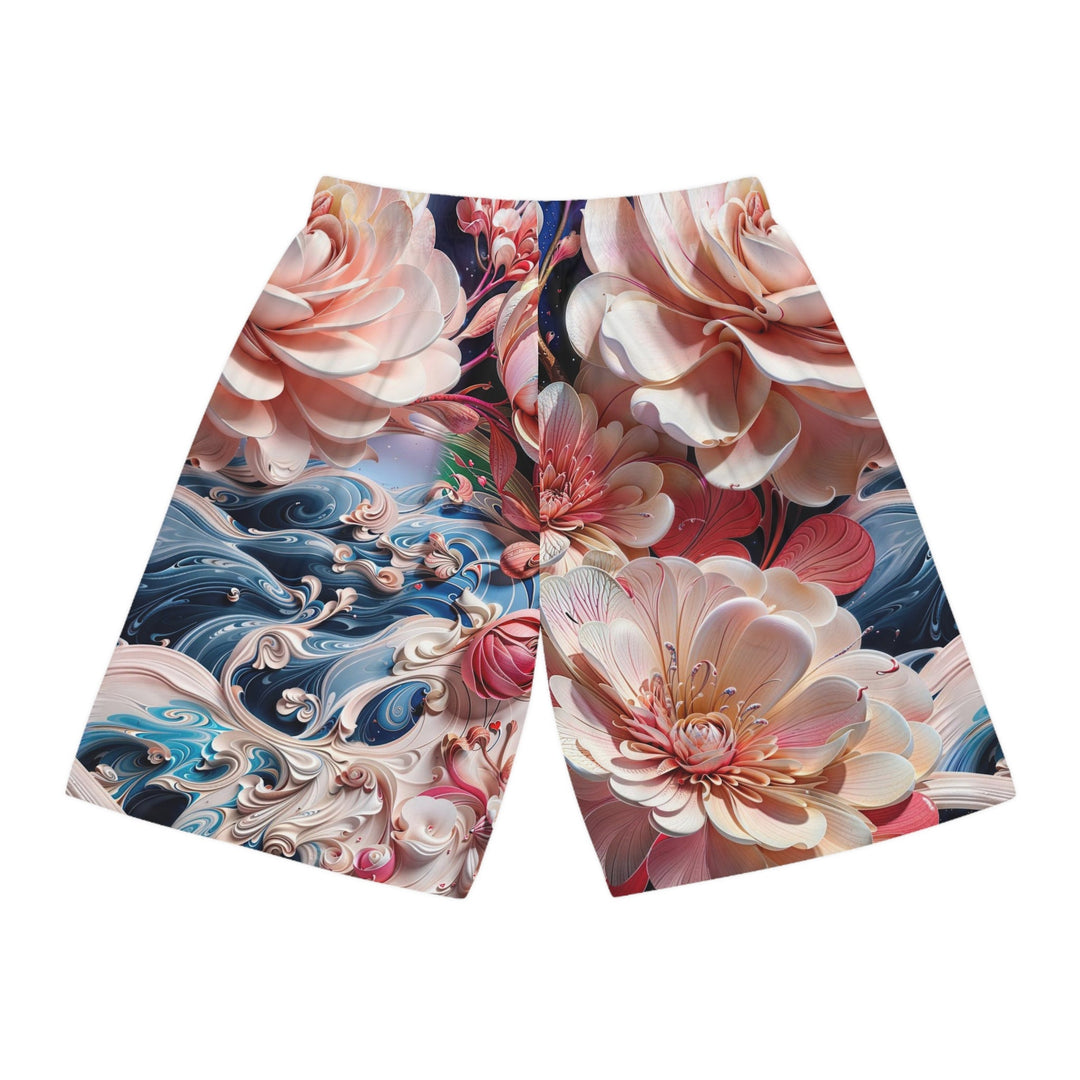 Blossoming Floral Symphony - AOP Basketball Shorts - All Over Prints - g(0D·IO) - Seam thread color automatically matched to design - XS -