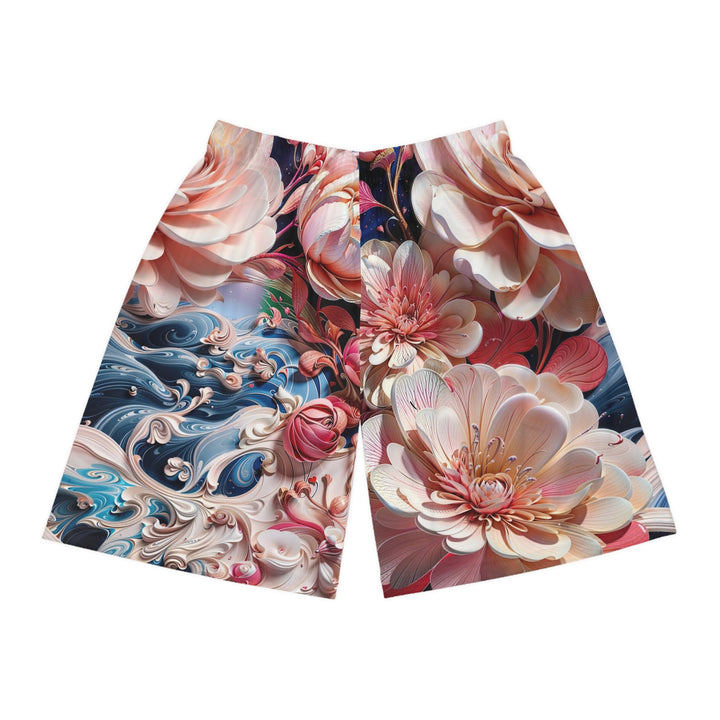 Blossoming Floral Symphony - AOP Basketball Shorts - All Over Prints - g(0D·IO) - Seam thread color automatically matched to design - XS -