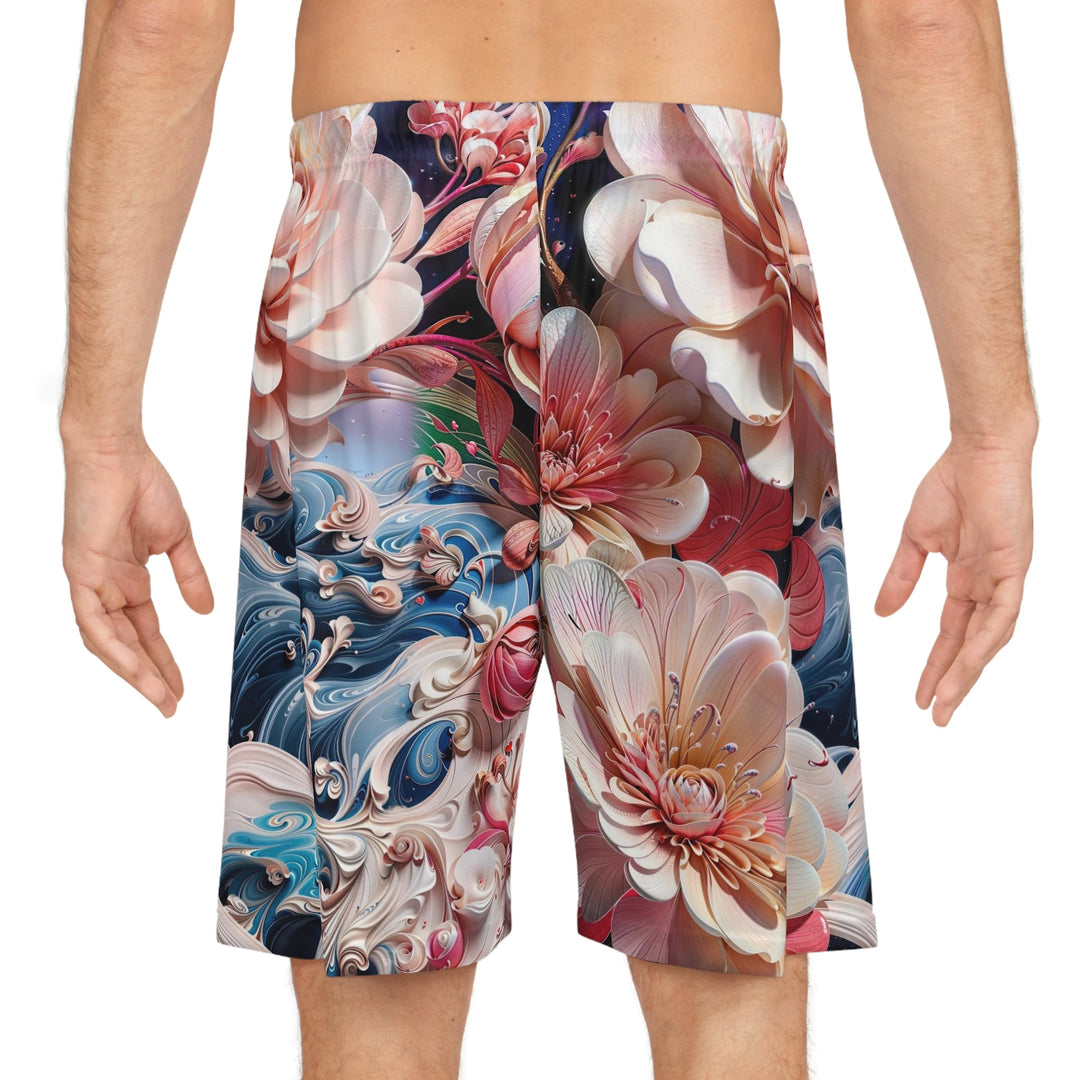 Blossoming Floral Symphony - AOP Basketball Shorts - All Over Prints - g(0D·IO) - Seam thread color automatically matched to design - XS -