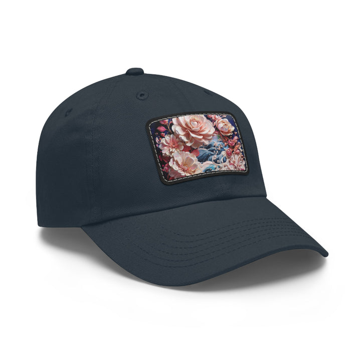 Blossoming Floral Symphony - Dad Hat - Hats - g(0D·IO) - White / Black patch - Rectangle - One size