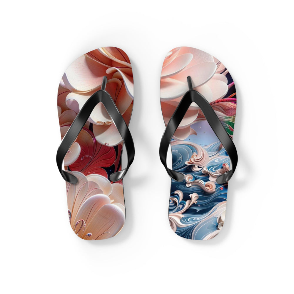 Blossoming Floral Symphony - Flip Flops - Shoes - g(0D·IO) - S - Black sole -