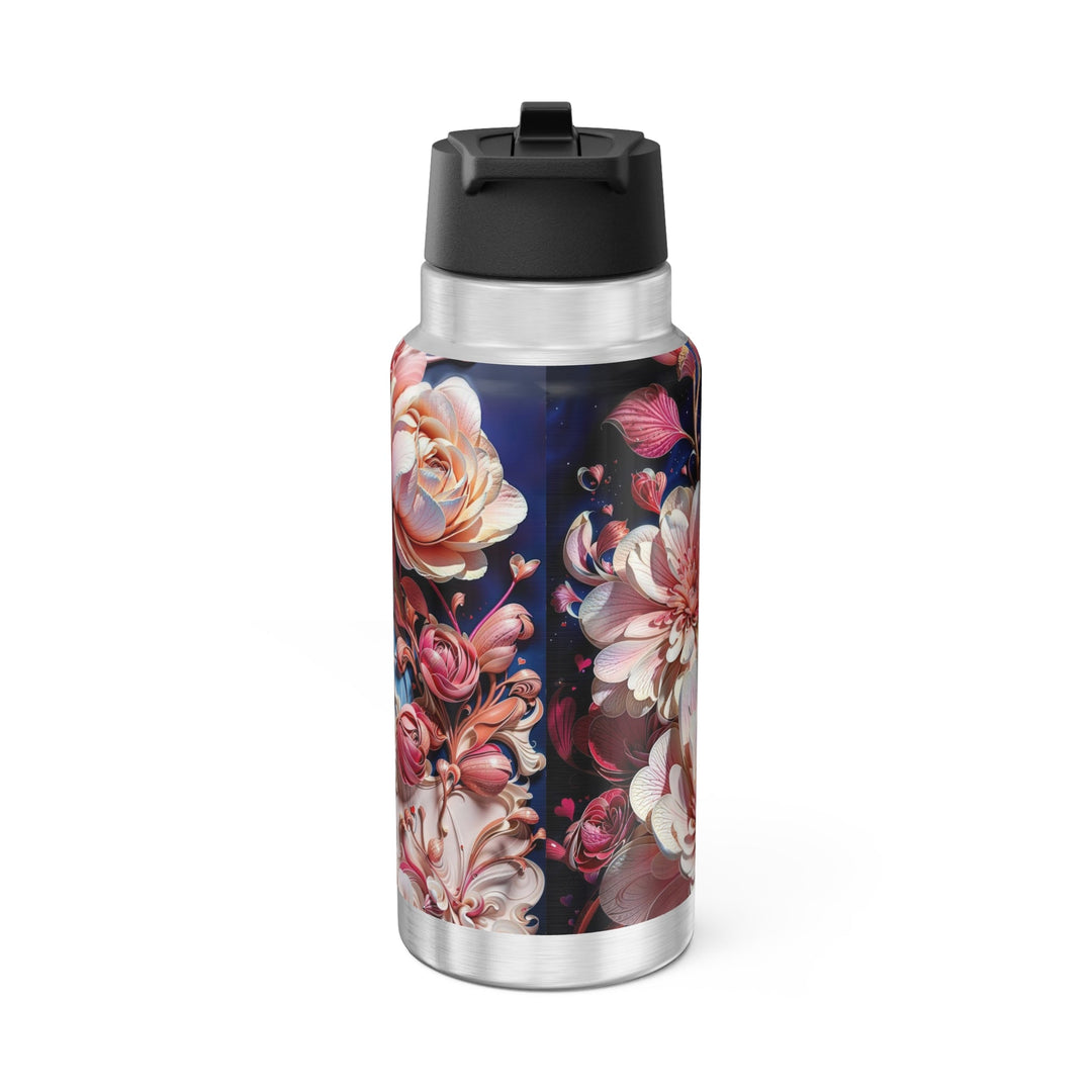 Blossoming Floral Symphony - Gator Tumbler 32oz - Mug - g(0D·IO) - Silver - 32oz -