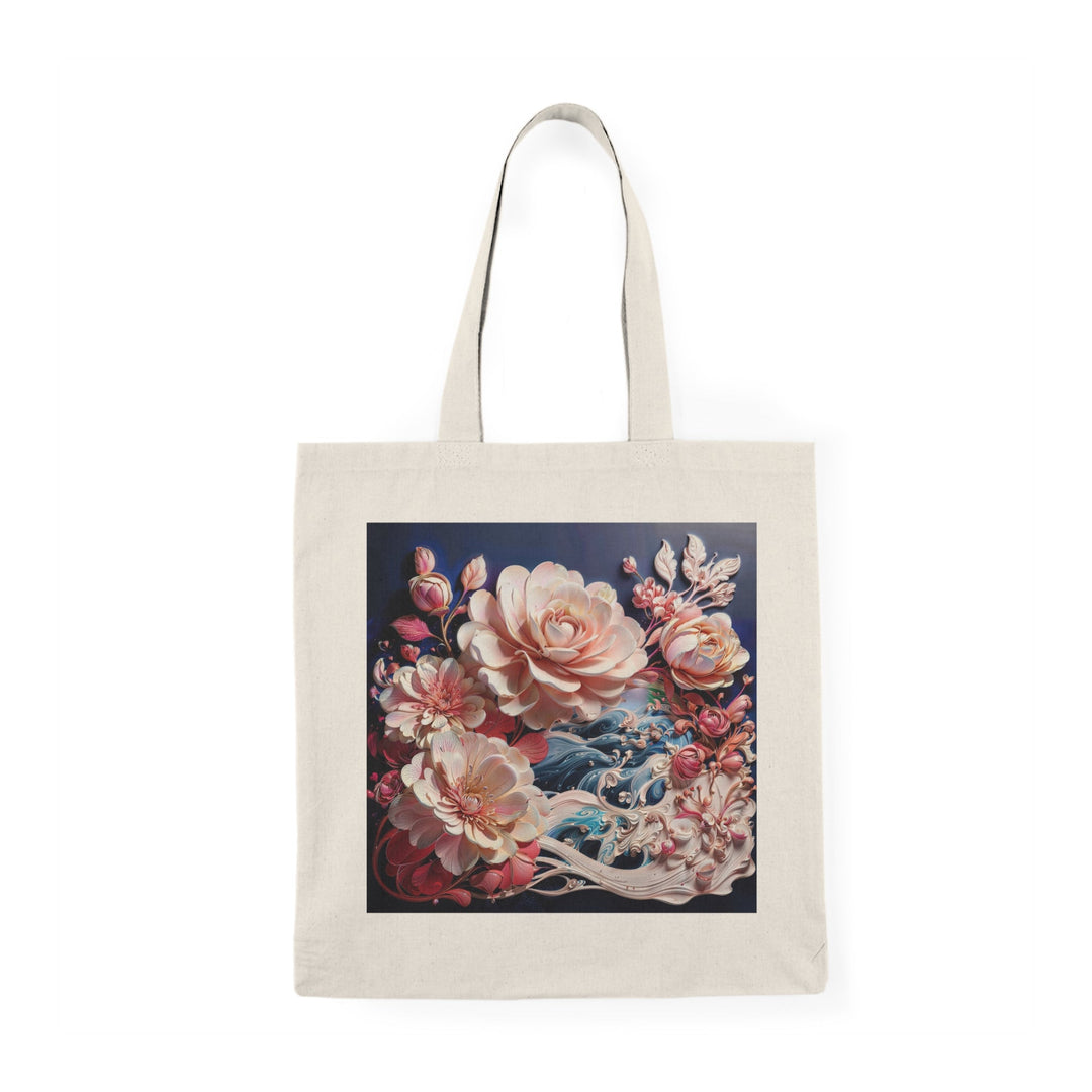 Blossoming Floral Symphony - Natural Tote Bag - Bags - g(0D·IO) - 15" x 16" - Natural -