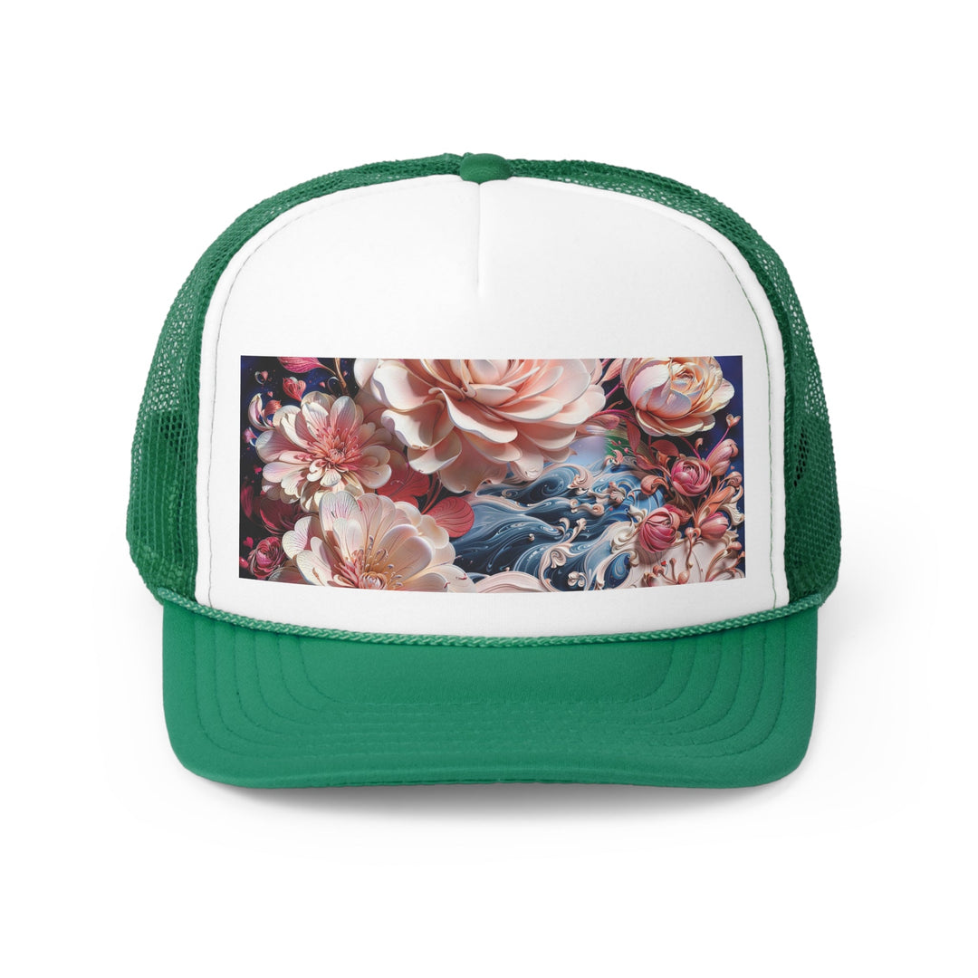 Blossoming Floral Symphony - Trucker Hat - Hats - g(0D·IO) - Green - One size -