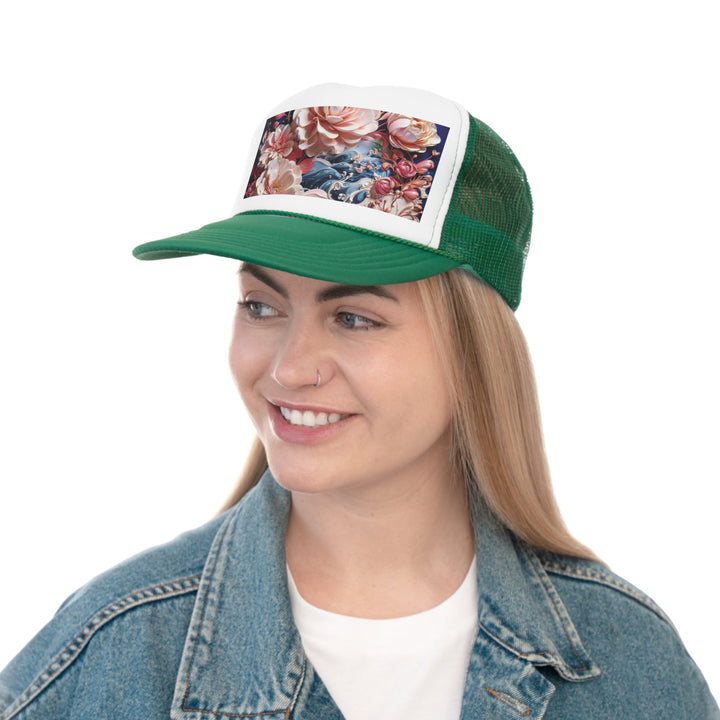 Blossoming Floral Symphony - Trucker Hat - Hats - g(0D·IO) - Pink - One size -