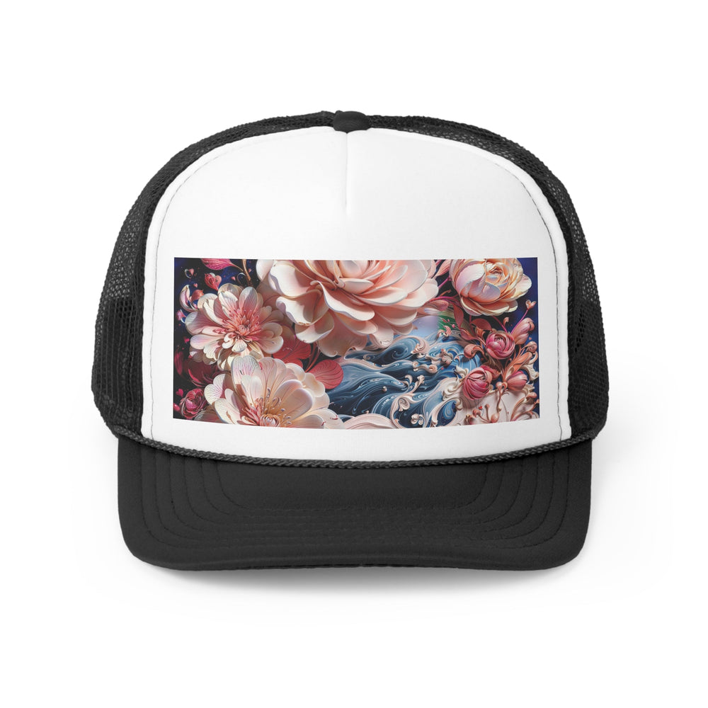 Blossoming Floral Symphony - Trucker Hat - Hats - g(0D·IO) - Black - One size -