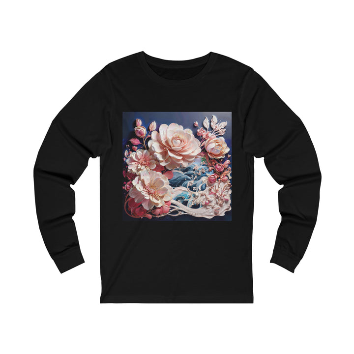 Blossoming Floral Symphony - Unisex Jersey Long Sleeve Tee - Long-sleeve - g(0D·IO) - S - Black -