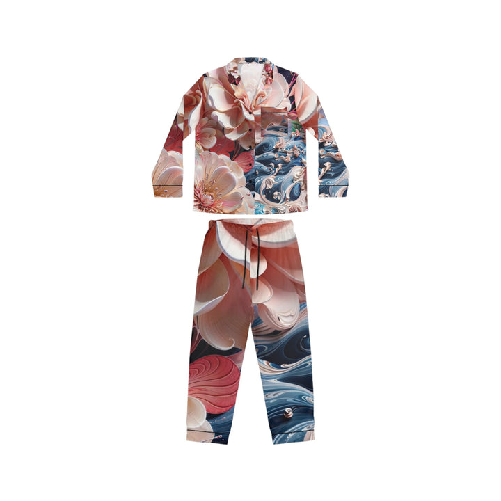 Blossoming Floral Symphony - Women's Satin Pajamas - All Over Prints - g(0D·IO) - XS/S - Black -