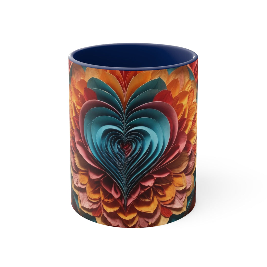 Blossoming Love Mandala - Accent Coffee Mug - Mug - g(0D·IO) - Navy - 11oz -