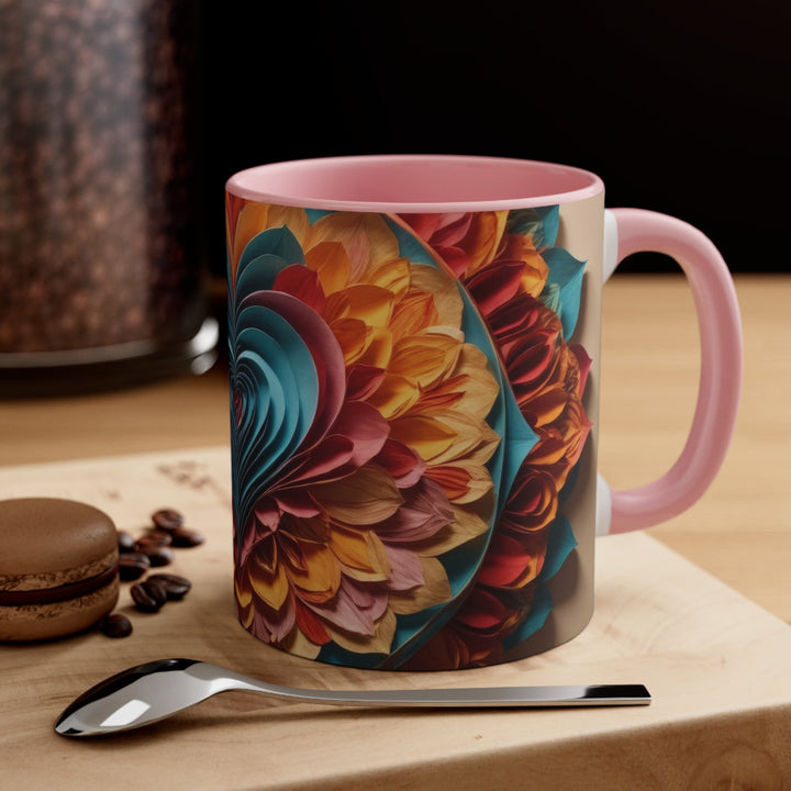 Blossoming Love Mandala - Accent Coffee Mug - Mug - g(0D·IO) - Pink - 11oz -