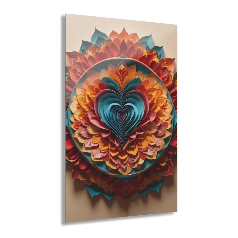 Blossoming Love Mandala - Acrylic Prints (French Cleat Hanging) - Home Decor - g(0D·IO) - 24" x 36" (Vertical) - 0.25'' -