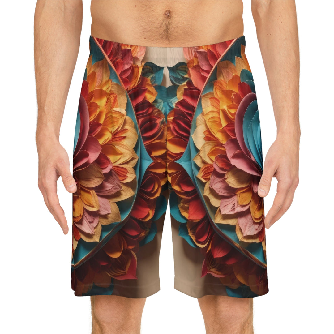 Blossoming Love Mandala - AOP Basketball Shorts - All Over Prints - g(0D·IO) - Seam thread color automatically matched to design - XS -