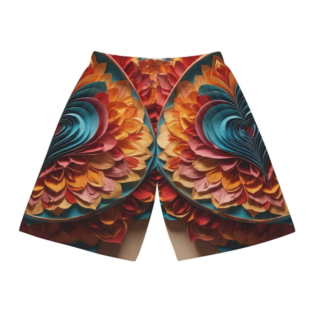 Blossoming Love Mandala - AOP Basketball Shorts - All Over Prints - g(0D·IO) - Seam thread color automatically matched to design - XS -