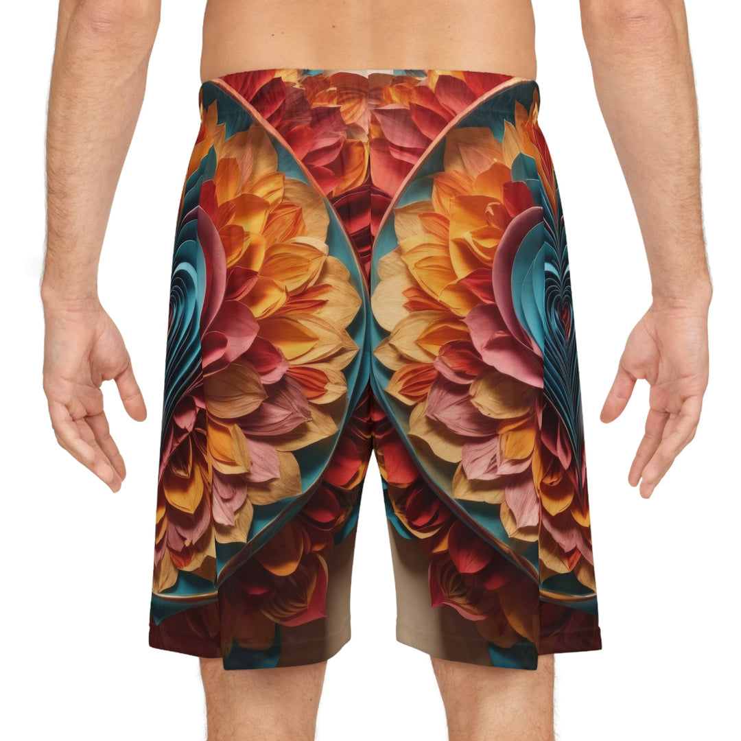 Blossoming Love Mandala - AOP Basketball Shorts - All Over Prints - g(0D·IO) - Seam thread color automatically matched to design - XS -