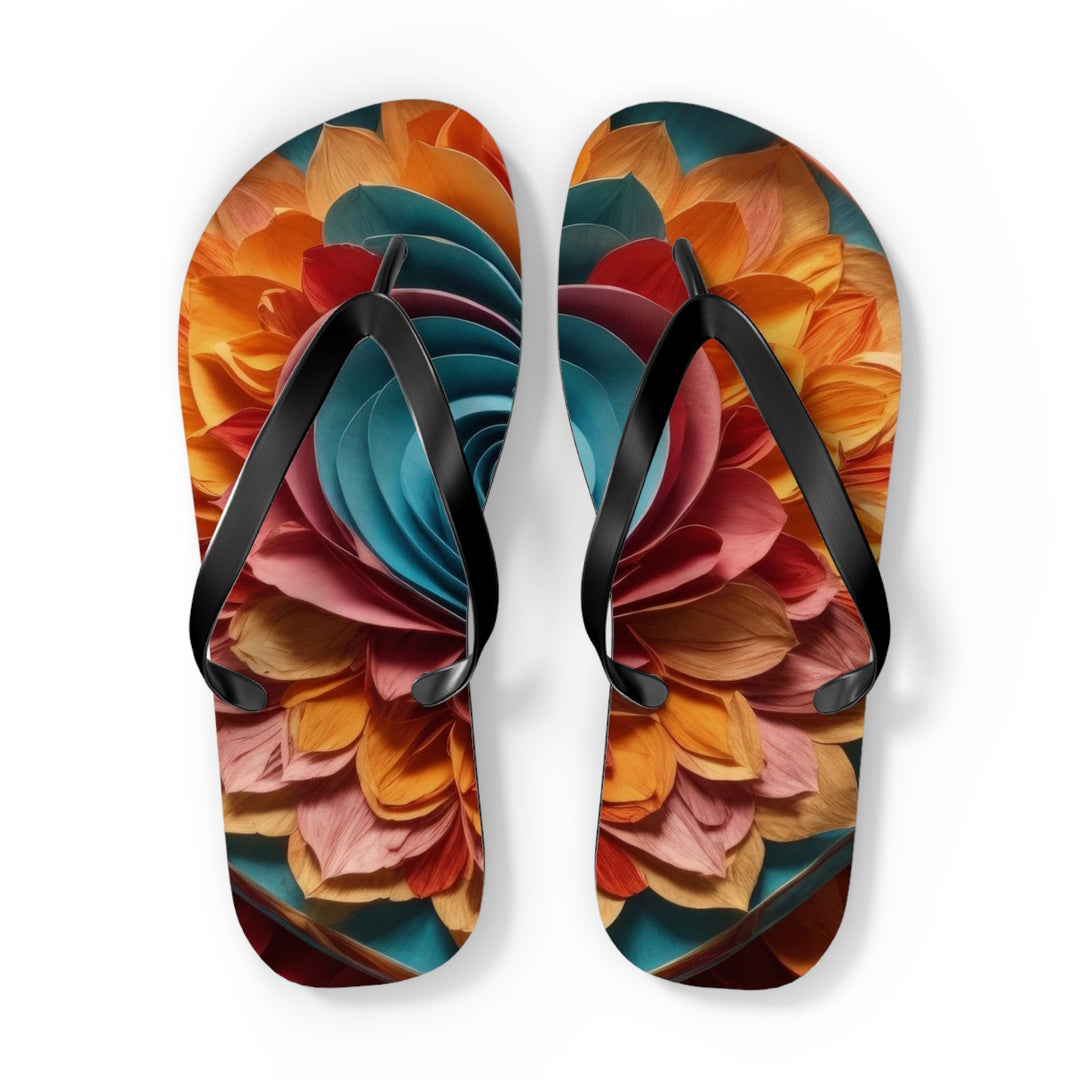 Blossoming Love Mandala - Flip Flops - Shoes - g(0D·IO) - XL - Black sole -