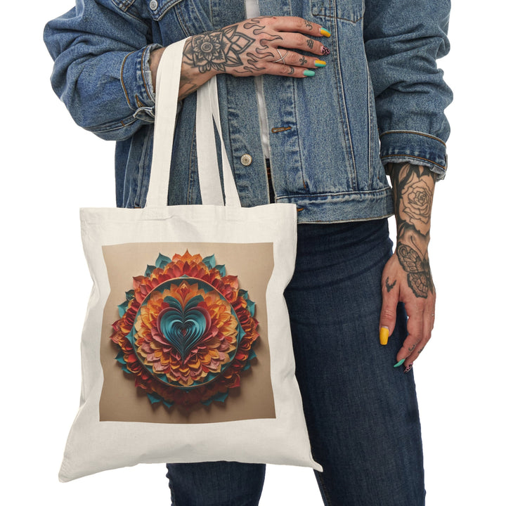 Blossoming Love Mandala - Natural Tote Bag - Bags - g(0D·IO) - 15" x 16" - Natural -