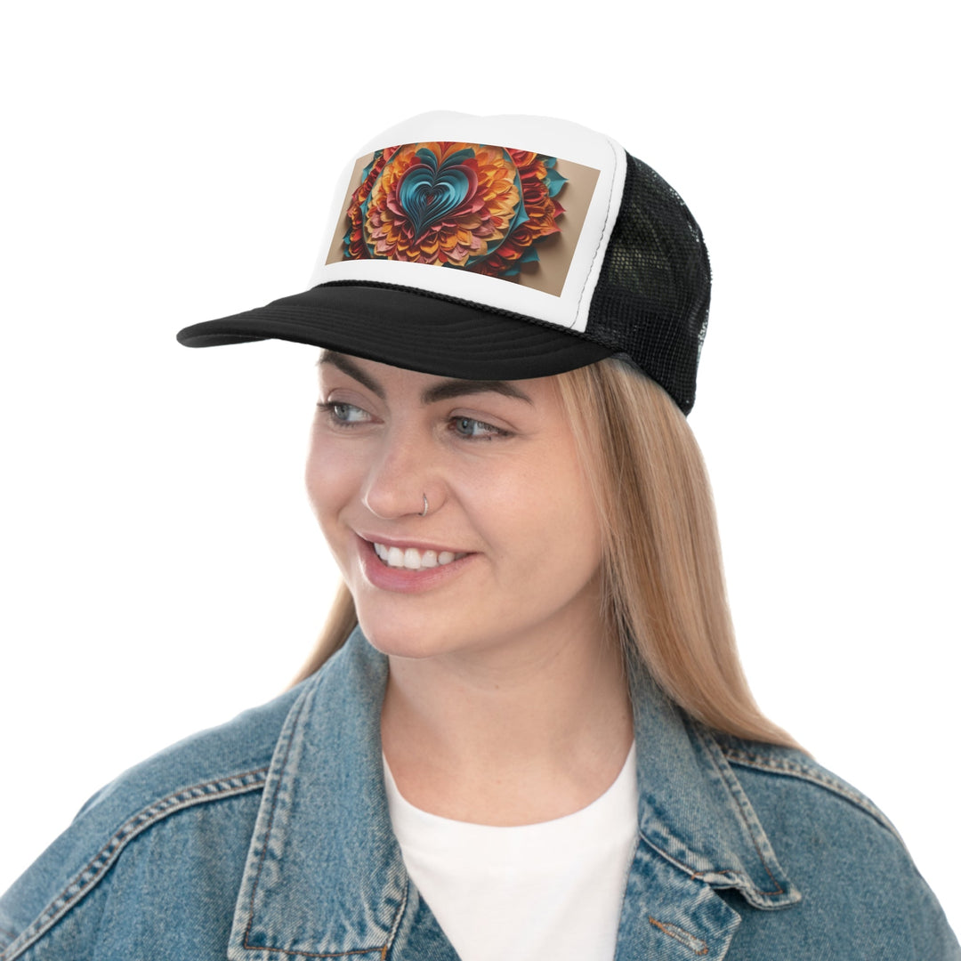 Blossoming Love Mandala - Trucker Hat - Hats - g(0D·IO) - Pink - One size -