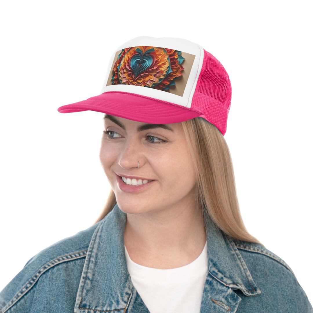 Blossoming Love Mandala - Trucker Hat - Hats - g(0D·IO) - Pink - One size -