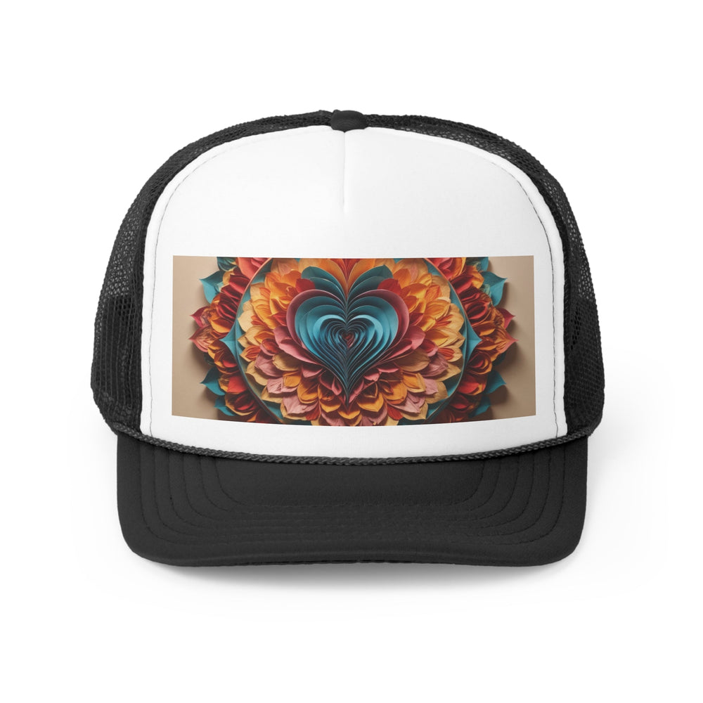 Blossoming Love Mandala - Trucker Hat - Hats - g(0D·IO) - Black - One size -