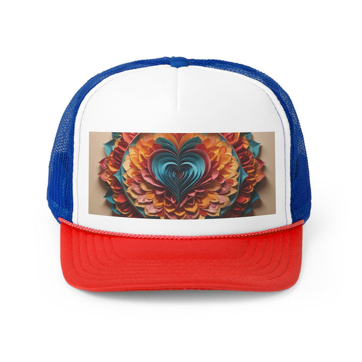 Blossoming Love Mandala - Trucker Hat - Hats - g(0D·IO) - Blue/Red - One size -