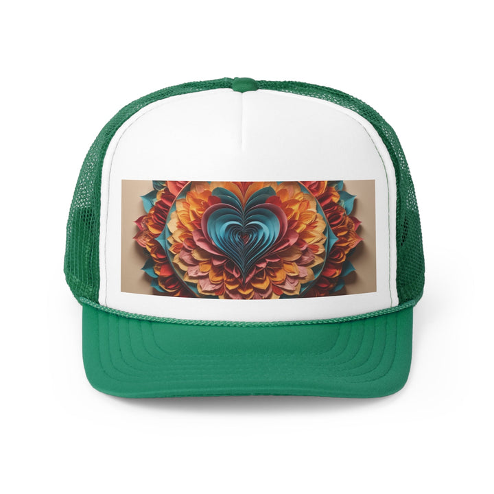 Blossoming Love Mandala - Trucker Hat - Hats - g(0D·IO) - Green - One size -