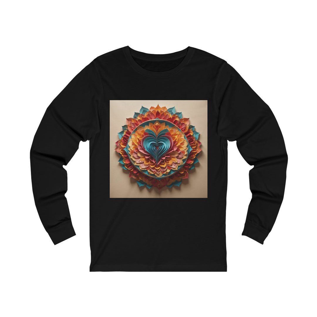 Blossoming Love Mandala - Unisex Jersey Long Sleeve Tee - Long-sleeve - g(0D·IO) - S - Black -