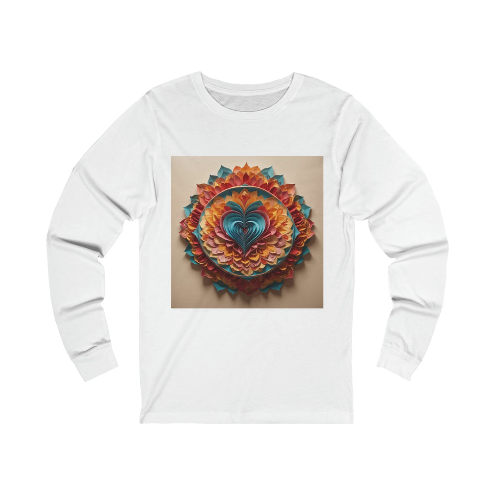 Blossoming Love Mandala - Unisex Jersey Long Sleeve Tee - Long-sleeve - g(0D·IO) - S - White -