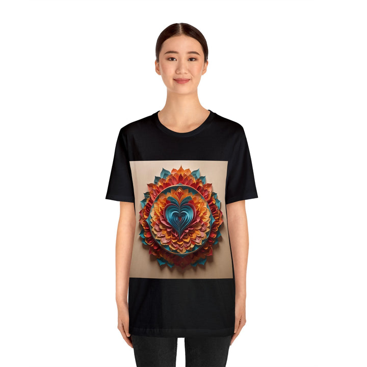 Blossoming Love Mandala - Unisex Jersey Short Sleeve Tee - T-Shirt - g(0D·IO) - Black - S -