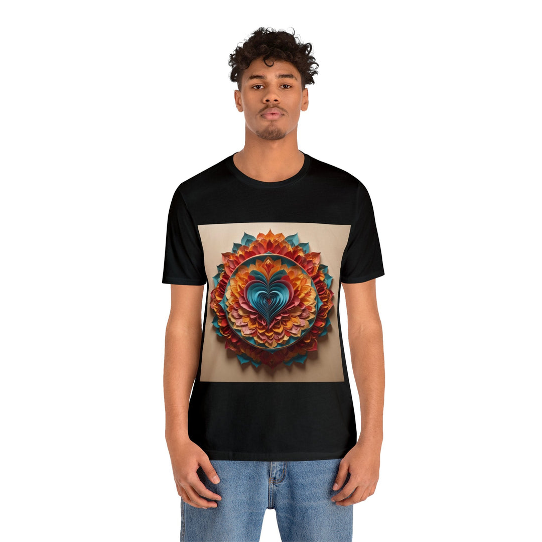 Blossoming Love Mandala - Unisex Jersey Short Sleeve Tee - T-Shirt - g(0D·IO) - Black - S -