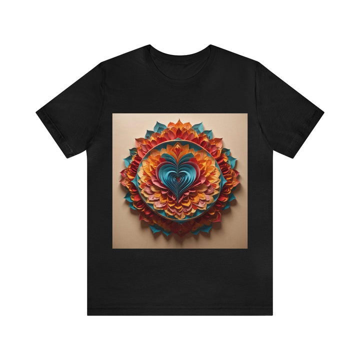 Blossoming Love Mandala - Unisex Jersey Short Sleeve Tee - T-Shirt - g(0D·IO) - Black - S -