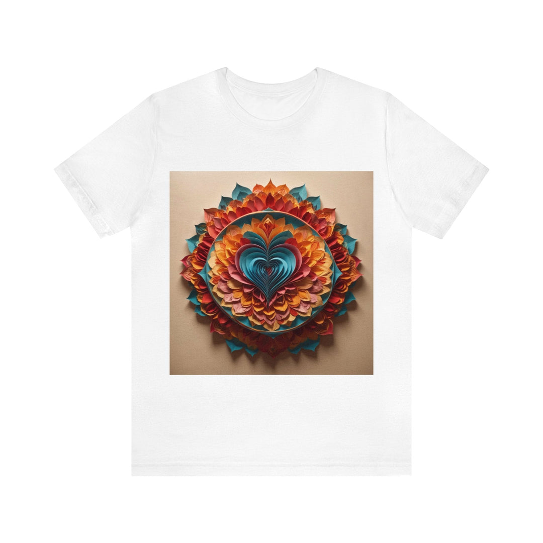 Blossoming Love Mandala - Unisex Jersey Short Sleeve Tee - T-Shirt - g(0D·IO) - White - S -