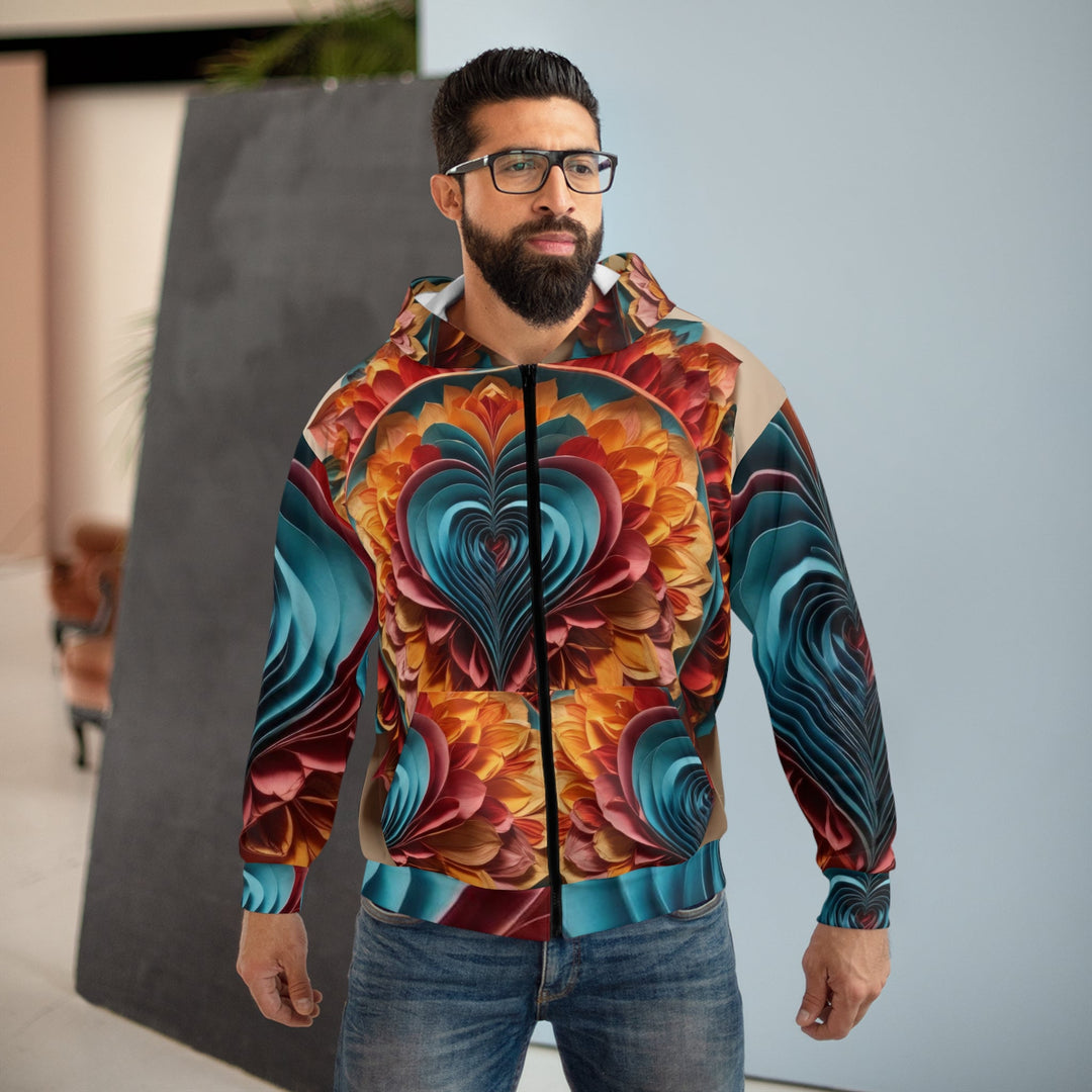 Blossoming Love Mandala - Unisex Zip Hoodie - All Over Prints - g(0D·IO) - XS - -