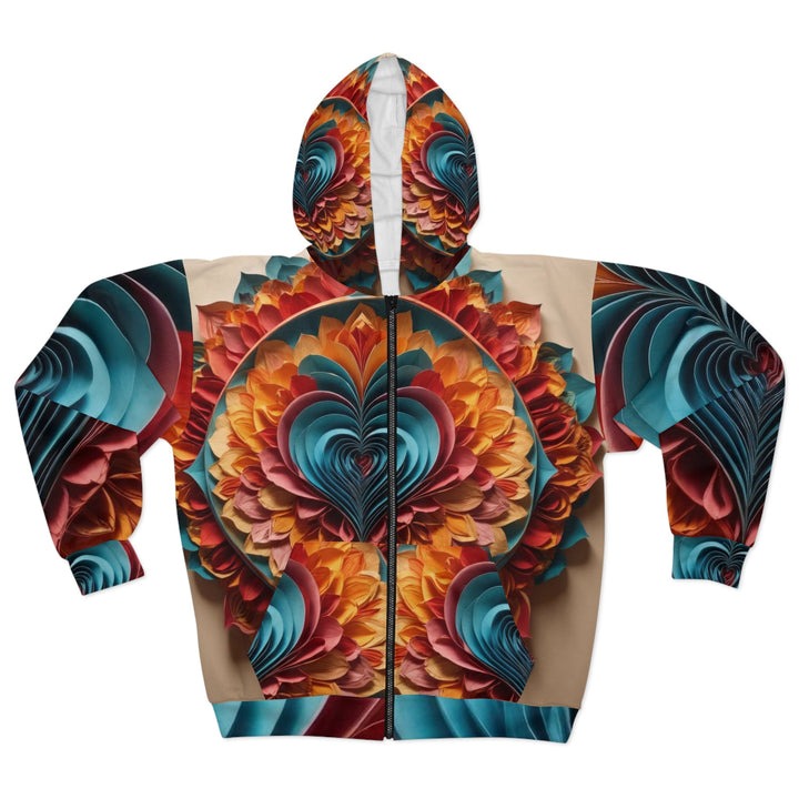 Blossoming Love Mandala - Unisex Zip Hoodie - All Over Prints - g(0D·IO) - XS - -