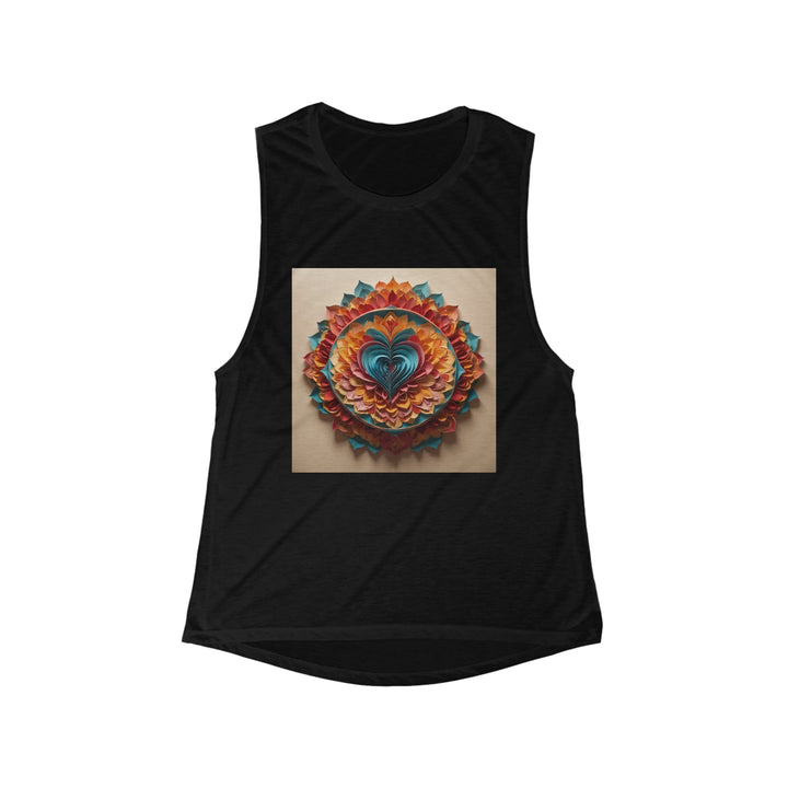 Blossoming Love Mandala - Women's Flowy Scoop Muscle Tank - Tank Top - g(0D·IO) - S - Black -