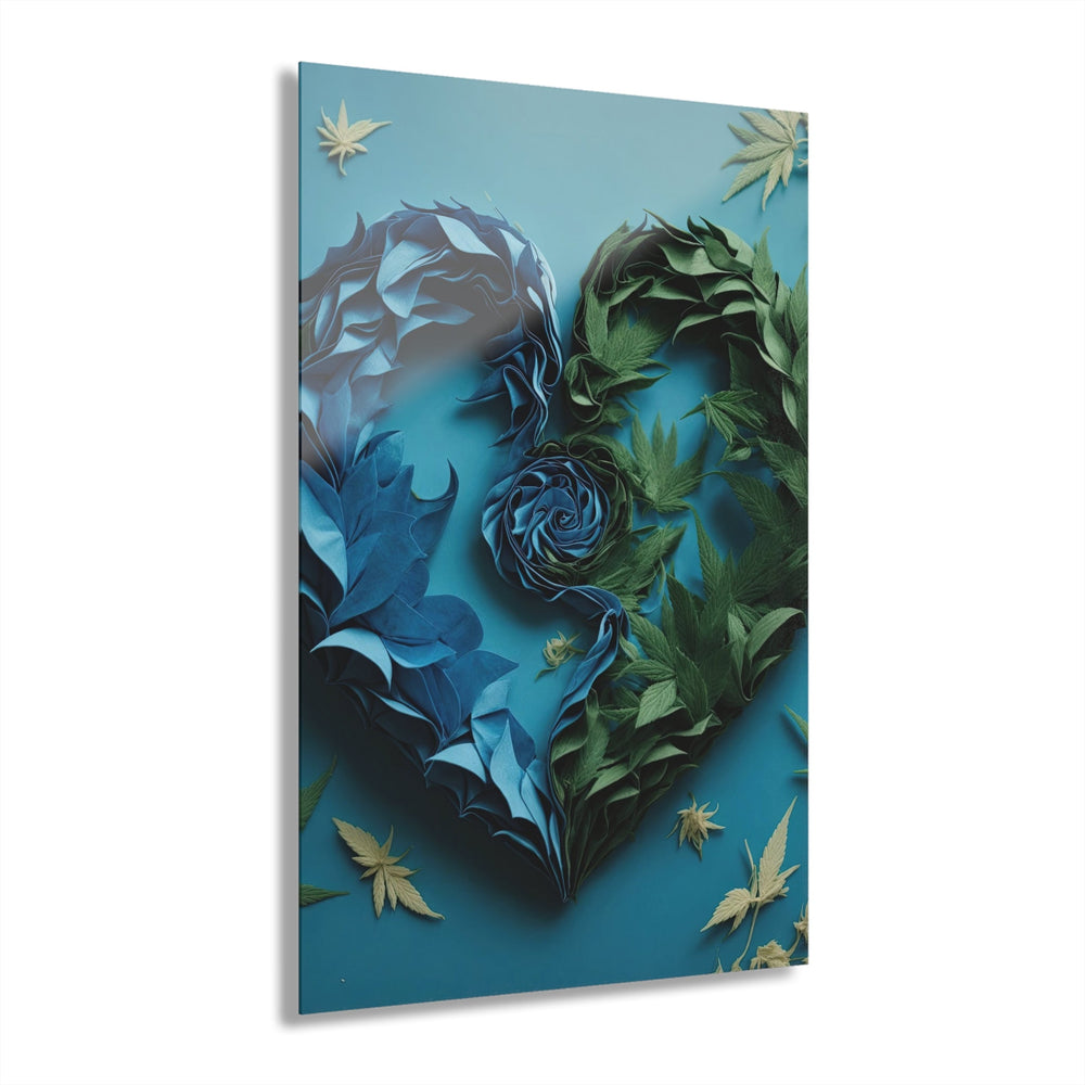 Botanical Dual Heart - Acrylic Prints (French Cleat Hanging) - Home Decor - g(0D·IO) - 24" x 36" (Vertical) - 0.25'' -