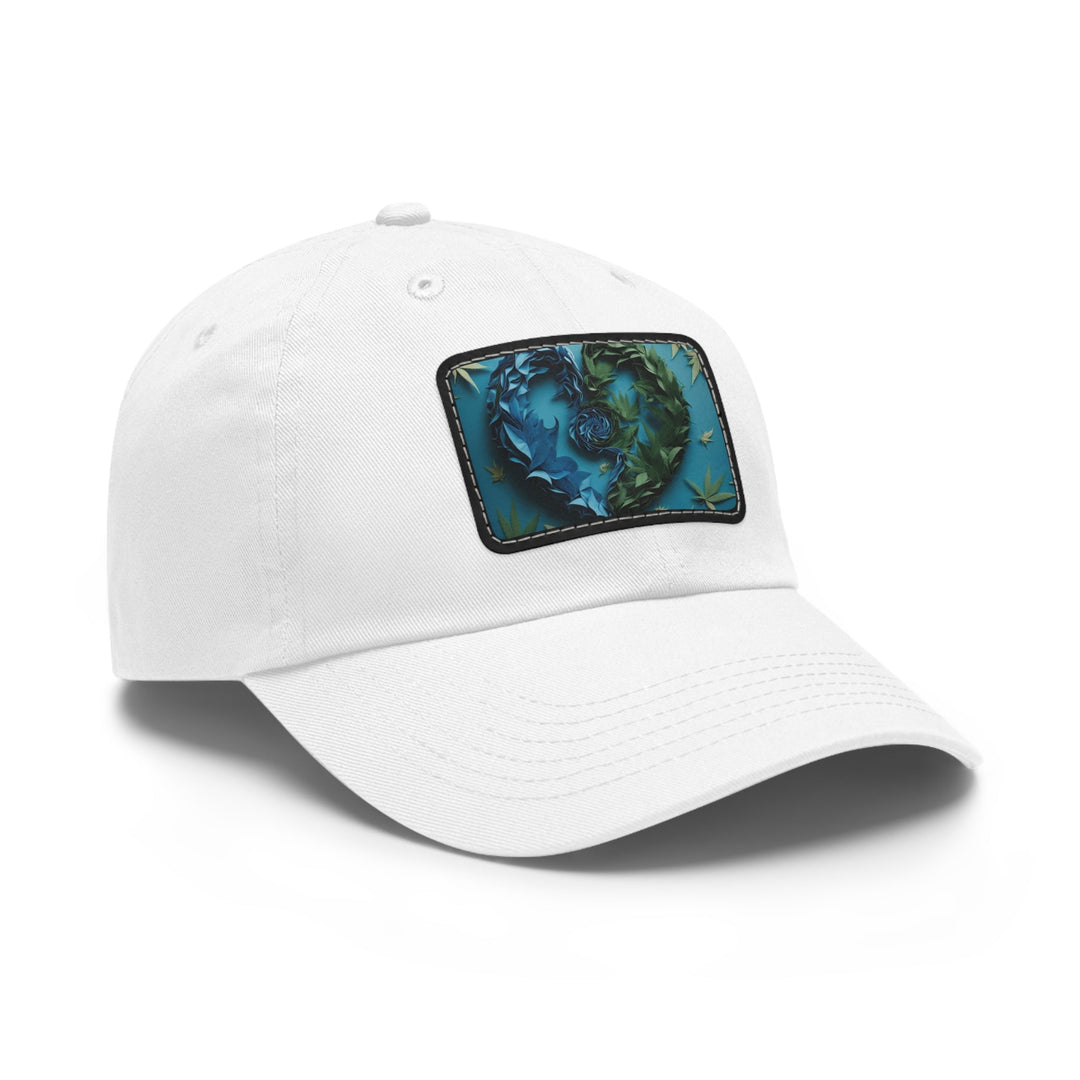 Botanical Dual Heart - Dad Hat - Hats - g(0D·IO) - White / Black patch - Rectangle - One size