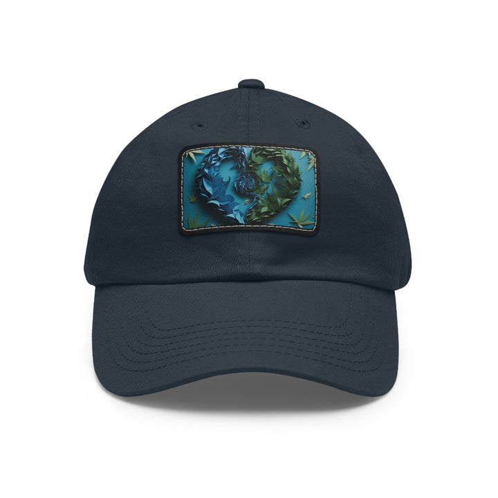 Botanical Dual Heart - Dad Hat - Hats - g(0D·IO) - Navy / Black patch - Rectangle - One size