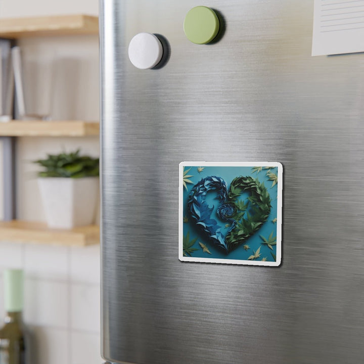 Botanical Dual Heart - Die-cut Magnet - Home Decor - g(0D·IO) - 6 × 6" - Die-Cut - 1 pc