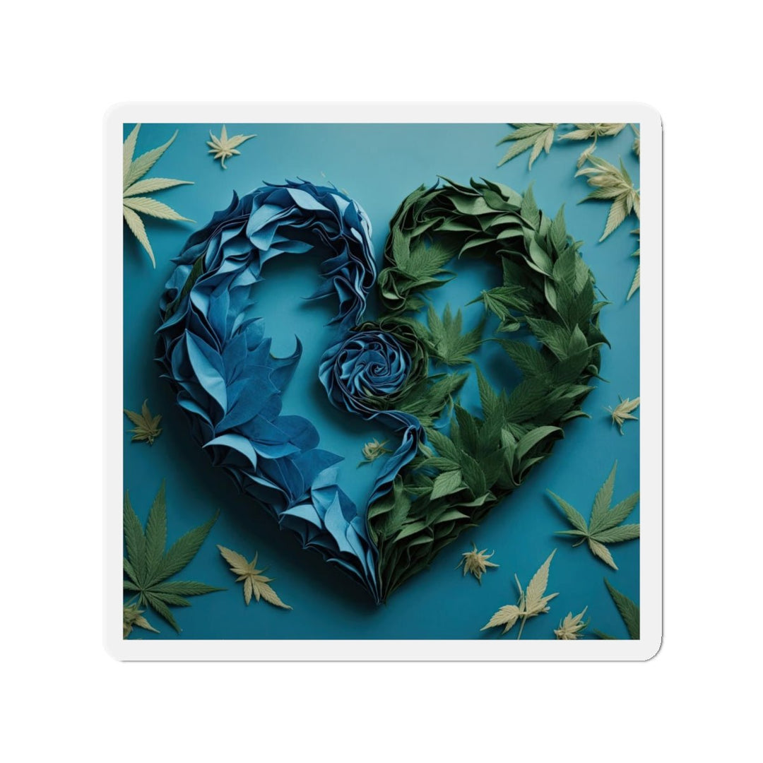 Botanical Dual Heart - Die-cut Magnet - Home Decor - g(0D·IO) - 4" x 4" - Die-Cut - 1 pc