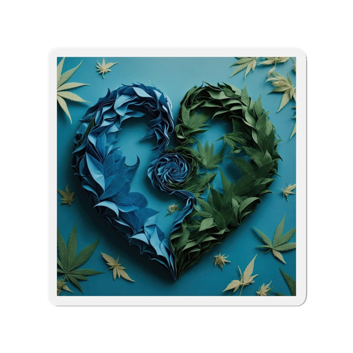 Botanical Dual Heart - Die-cut Magnet - Home Decor - g(0D·IO) - 4" x 4" - Die-Cut - 1 pc