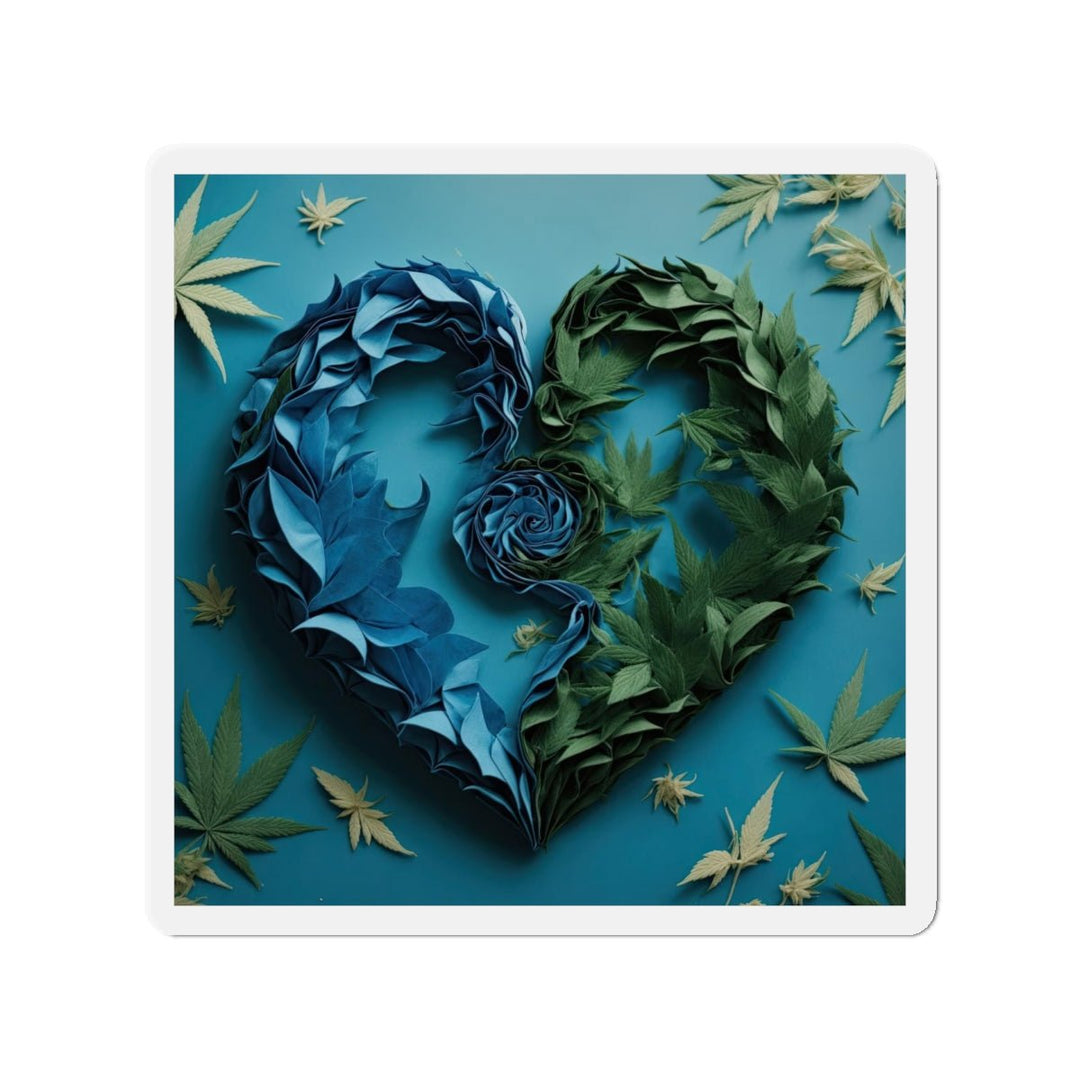Botanical Dual Heart - Die-cut Magnet - Home Decor - g(0D·IO) - 5" x 5" - Die-Cut - 1 pc
