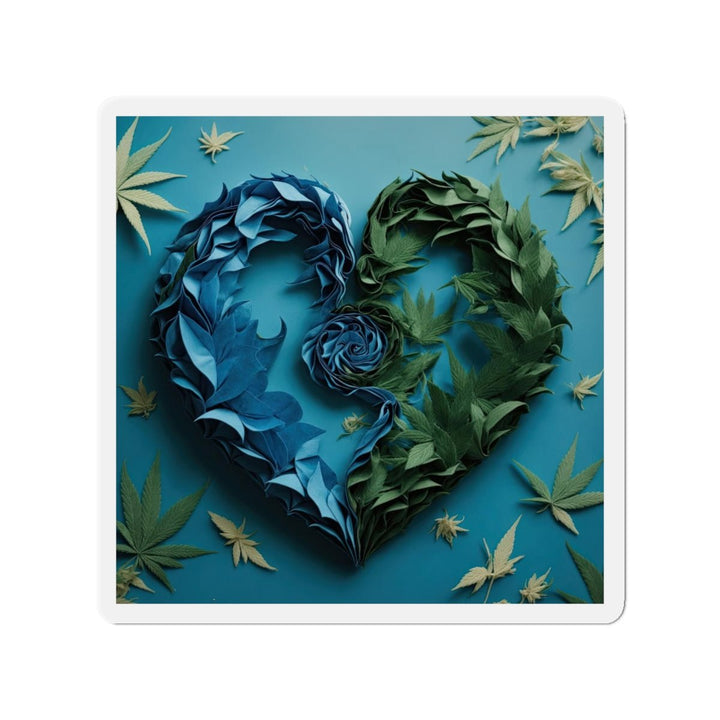 Botanical Dual Heart - Die-cut Magnet - Home Decor - g(0D·IO) - 5" x 5" - Die-Cut - 1 pc