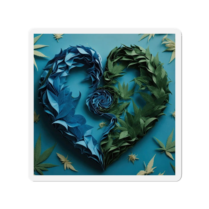 Botanical Dual Heart - Die-cut Magnet - Home Decor - g(0D·IO) - 2" x 2" - Die-Cut - 1 pc