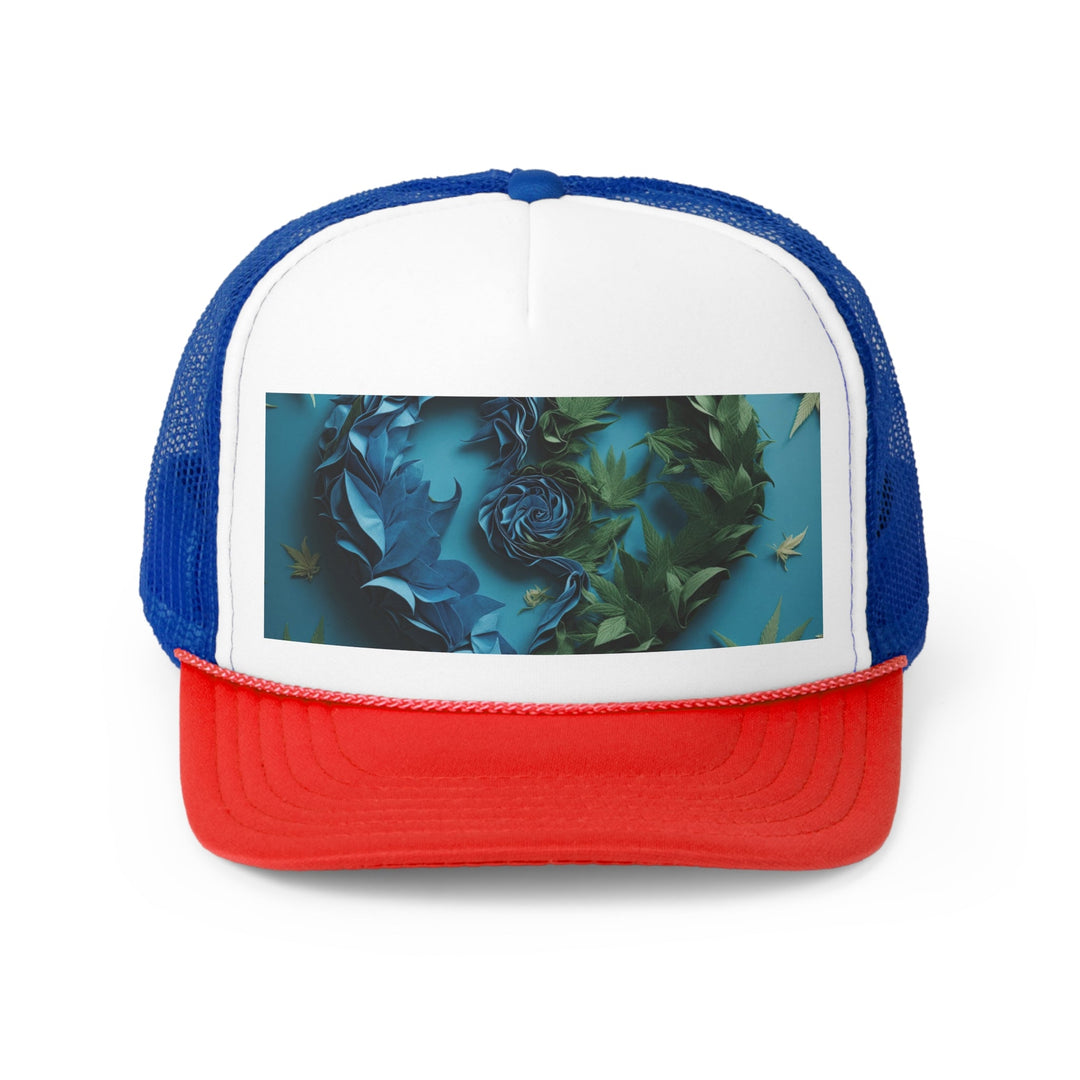 Botanical Dual Heart - Trucker Hat - Hats - g(0D·IO) - Blue/Red - One size -