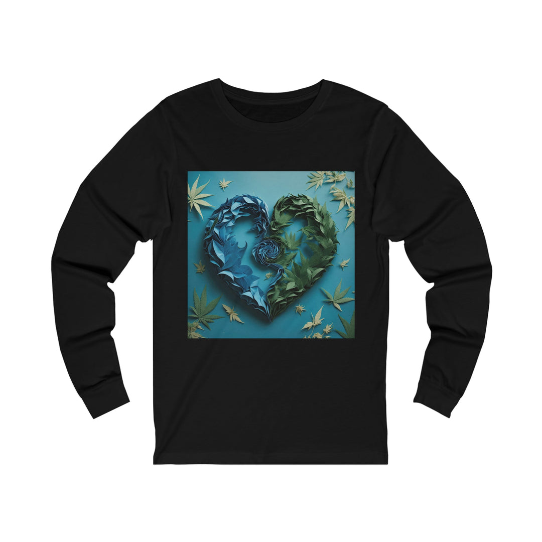 Botanical Dual Heart - Unisex Jersey Long Sleeve Tee - Long-sleeve - g(0D·IO) - S - Black -