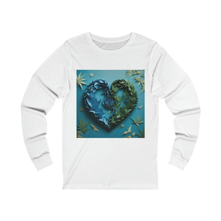 Botanical Dual Heart - Unisex Jersey Long Sleeve Tee - Long-sleeve - g(0D·IO) - S - White -